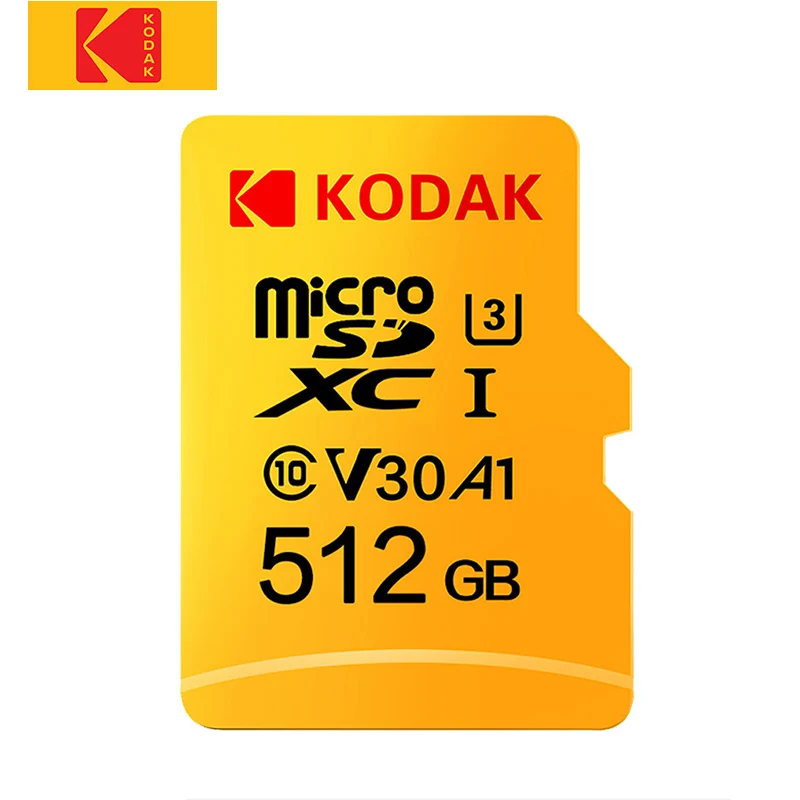 512GB U3 Карта памяти KODAK tarjeta Micro SD 128 Гб 64 ГБ 32 ГБ 16 ГБ Micro SD карта 256 ГБ 512 ГБ TF Карта U3 cartao de Карта памяти MicroSD Clase 10 - Емкость: 512GB U3