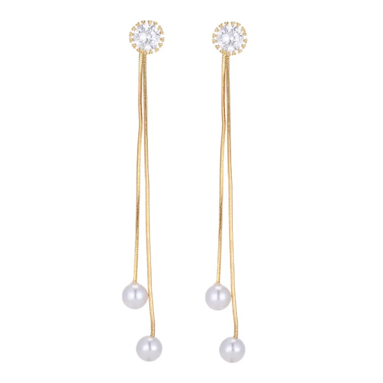 Новинка 2019 корейские роскошные стразы золотые серебряные длинные серьги с