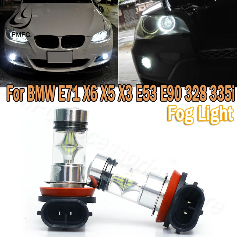 PMFC 2x H11 светодиодный лампы 100W Противотуманные фары для BMW E71 X6 м E70 X5 E83 F25 X3 2004 E53 2003