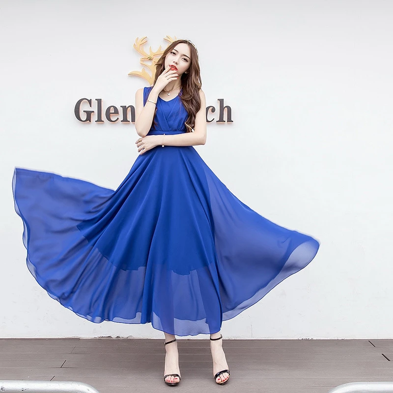 Женское длинное шифоновое платье в богемном стиле модель 5XL на весну и лето