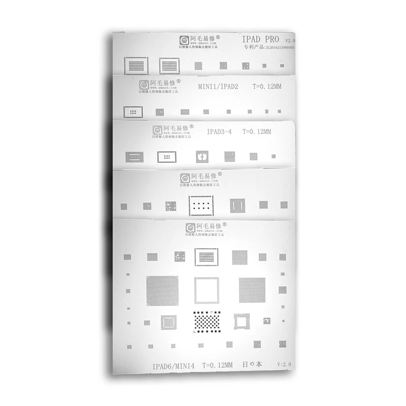 Трафарет Amaoe BGA для реболлинга ipad 2 3 4 5 6 A1567 A1566 iPad Pro 9 7 10 12 MIni 1 Wifi Nand CPU Power IC трафарет