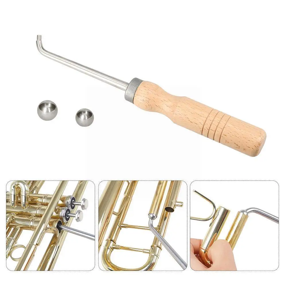 

1 Pcs Trumpet Elbow Repair Tool French Horn Maintenance Care Comfortable With Trumpet Tools Wood Handle Wrench M4K3