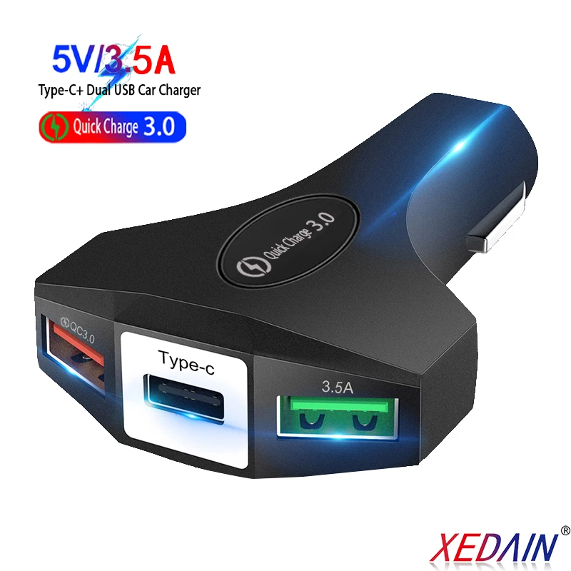 Автомобильное зарядное устройство USB QC3.0 адаптер быстрой зарядки для iPhone 11 12 Pro