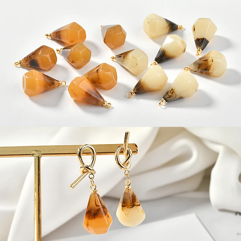 Медная 18K Золотая крышка капелька из смолы кулон DIY серьги аксессуары для