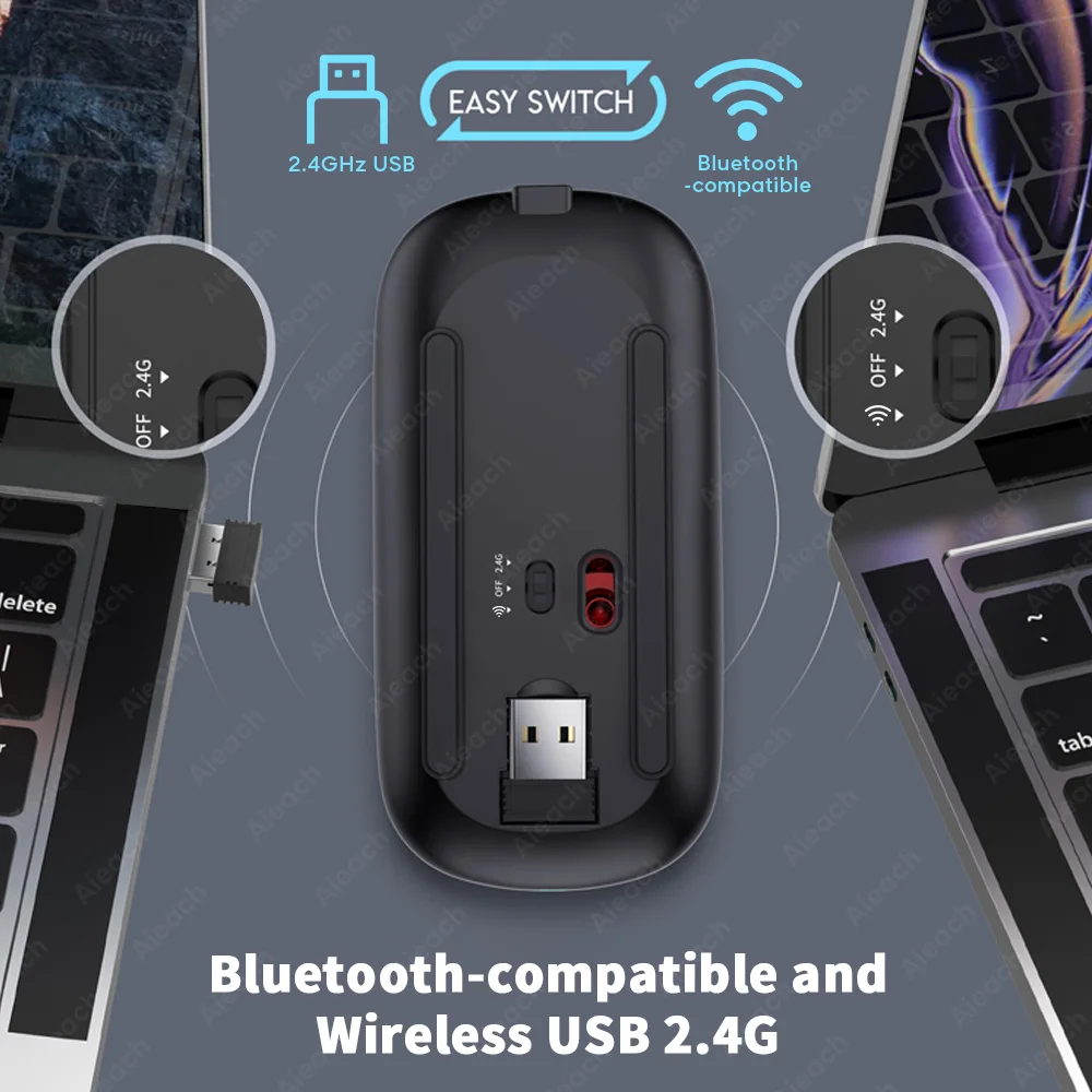 Фото Беспроводная usb-мышь с подсветкой bluetooth-совместимая мышь для ПК компьютера Беспроводная usb-мышь с подсветкой bluetooth-совместимая мышь для ПК компьютера