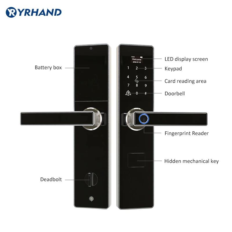 Дверной смарт-замок Tuya s водонепроницаемый со сканером отпечатков пальцев без