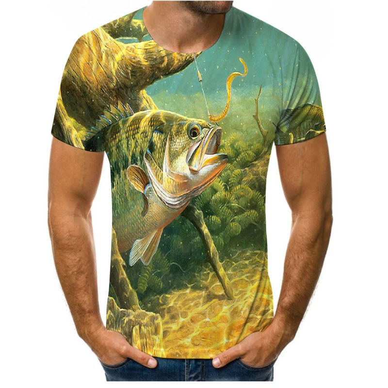 

Summer men's and women's clothing loose and comfortable 3D cotton short-sleeved T-shirt with deep sea and clown fish pattern