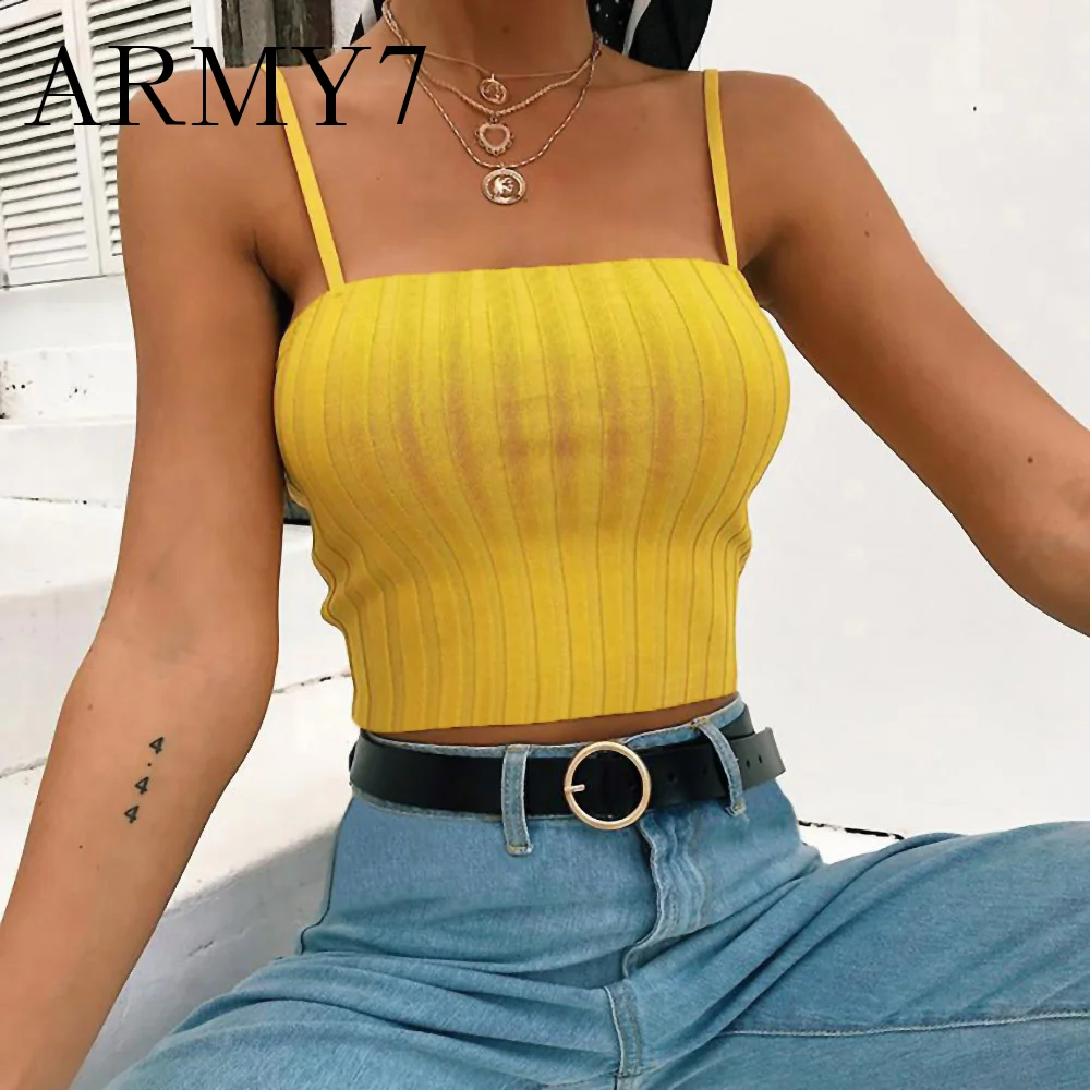 Желтая белая майка жилет бюстье Женская облегающая блузка с открытыми плечами и