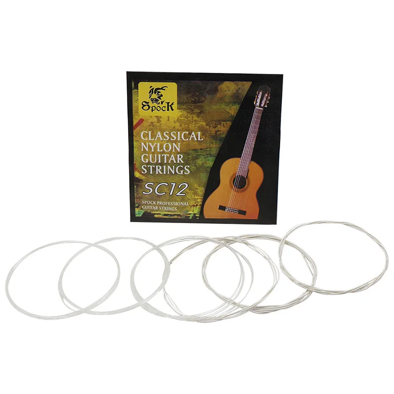 

Silver Guitar Strings 6Pcs SC12 Classical Set Black Nylon Core Silver Plated Copper Wound Guitar String