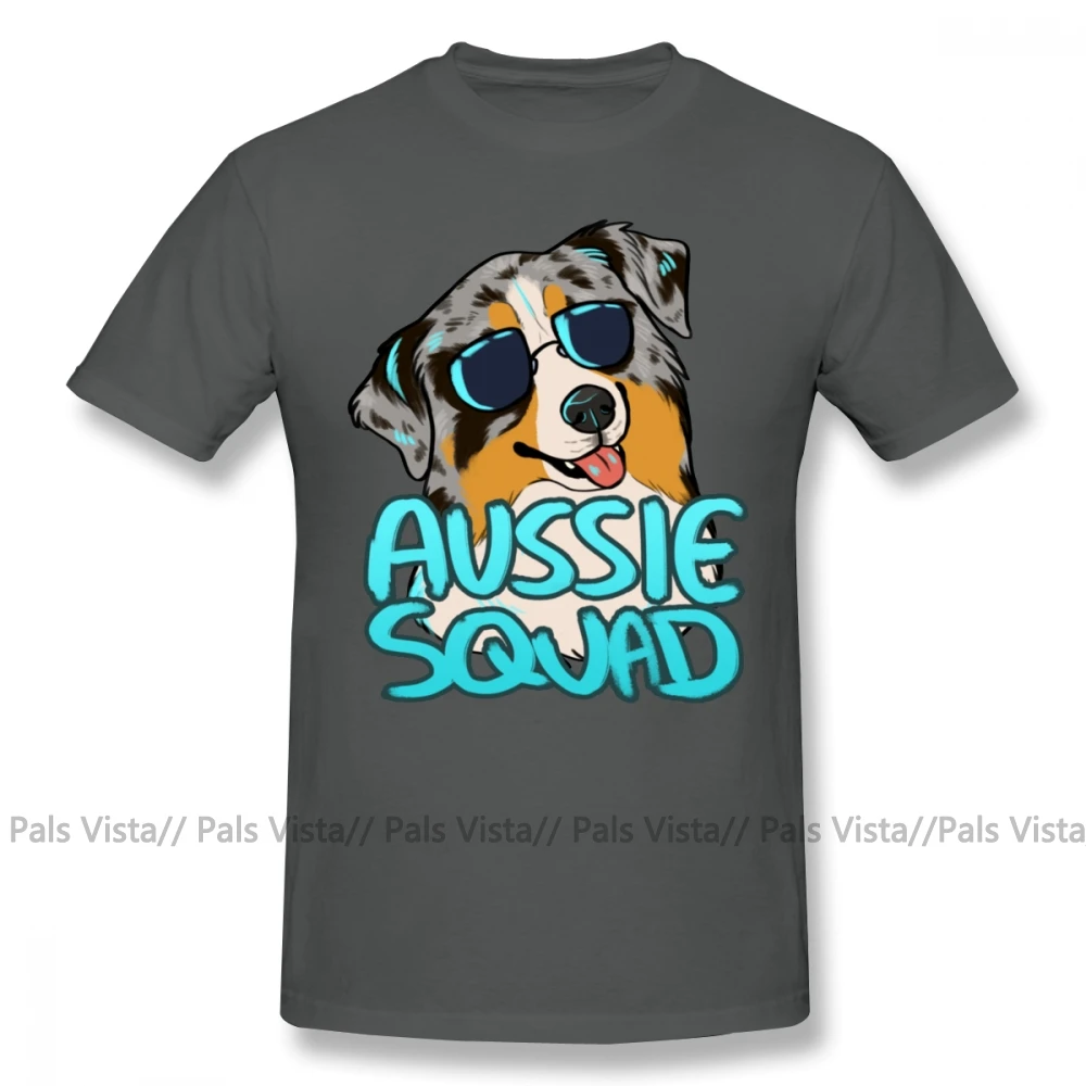 Футболка с австралийской овчаркой, AUSSIE SQUAD, Повседневная забавная футболка, Мужская футболка, плюс размер, с принтом, хлопковая футболка с коротким рукавом - Цвет: Темно-серый