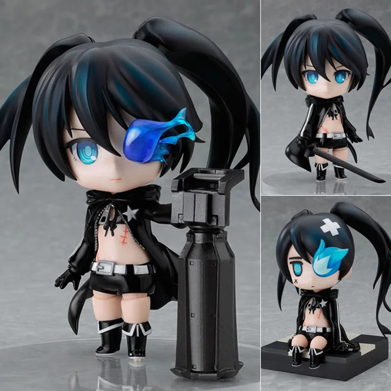 

The New 10 Cm Q Version Of The Black Black Rock Shooter Anime Character Toy PVC Face Changeable Doll Figurine Collection Gift