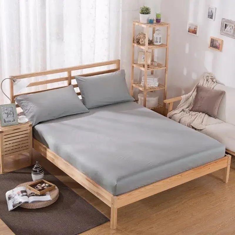 

50Fitted Sheet 100%Polyester Solid mattress covers With Elastic Band Bed Sheet Band Double Queen Size Bedsheet 58