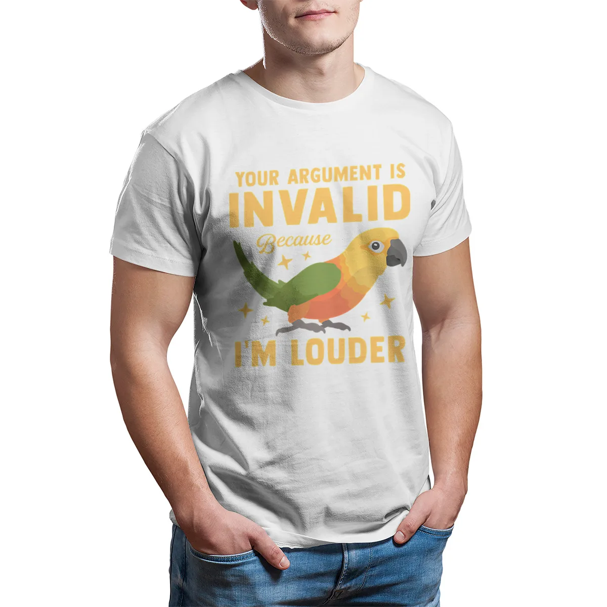 Мужская футболка попугай Jenday Conure Bird Lover | одежда