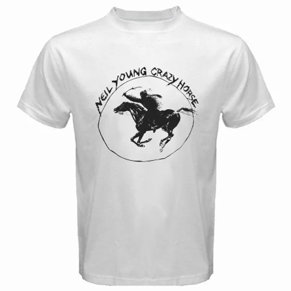 

Neil Young Crazy Horse White T-Shirt Men's Fashion Short Sleeves Cotton Tops Clothing