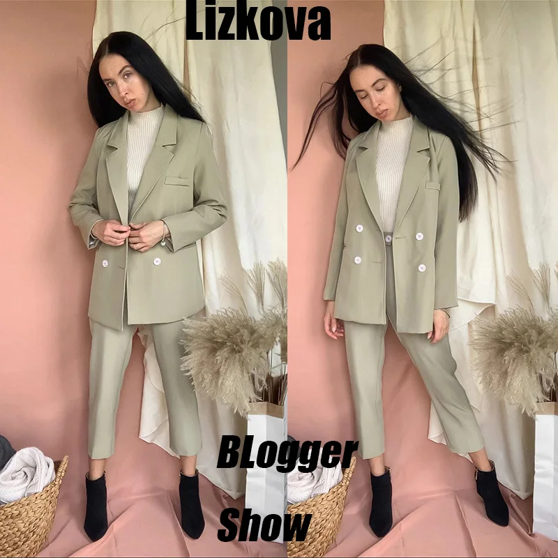 Осенний офисный Женский блейзер комплект из двух предметов одноцветная куртка