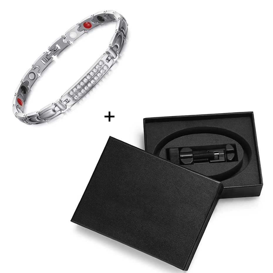 silver set WelMag, циркониевый кристалл, женские браслеты, магнитотерапия, браслет, преимущества, голограмма, Био энергия, браслеты, здоровые ювелирные изделия для женщин - Окраска металла: silver set