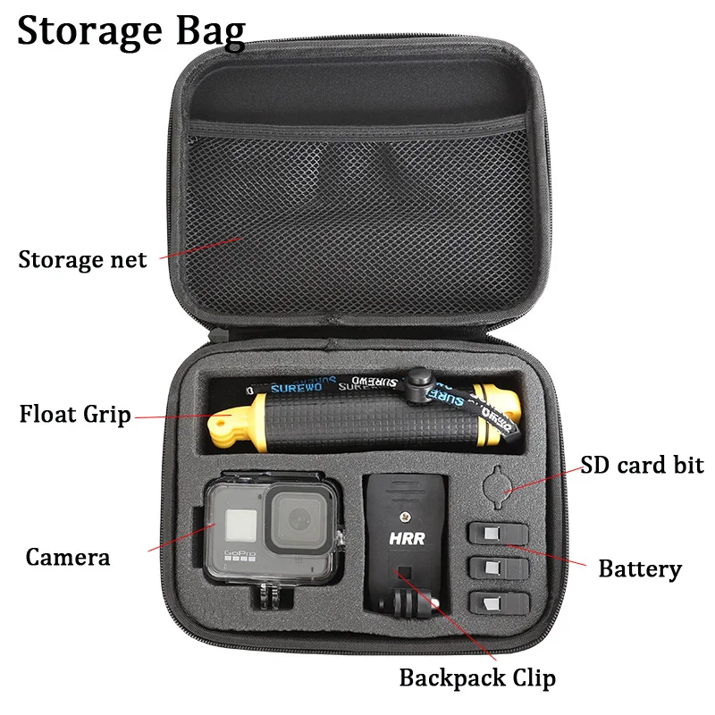 for gopro hero 8 accessories waterproof casestorage bagfilterfloat gripbackpack clip mounttriod go pro 8 diving camera set free global shipping