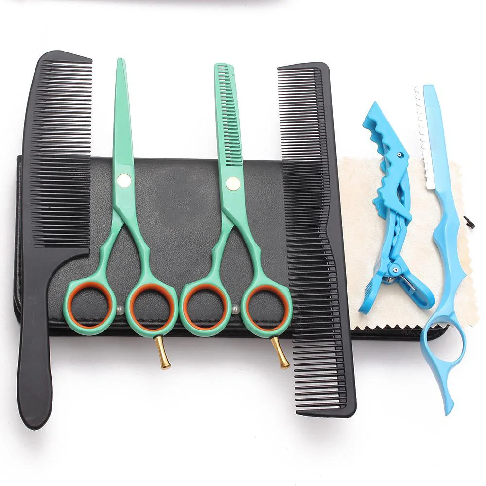 

Hair Cutting Scissors Suit 5.5" 6" 440C Thinning Shears Barber Makas Hairdressing Scissors Razor Professional Hair Scissors