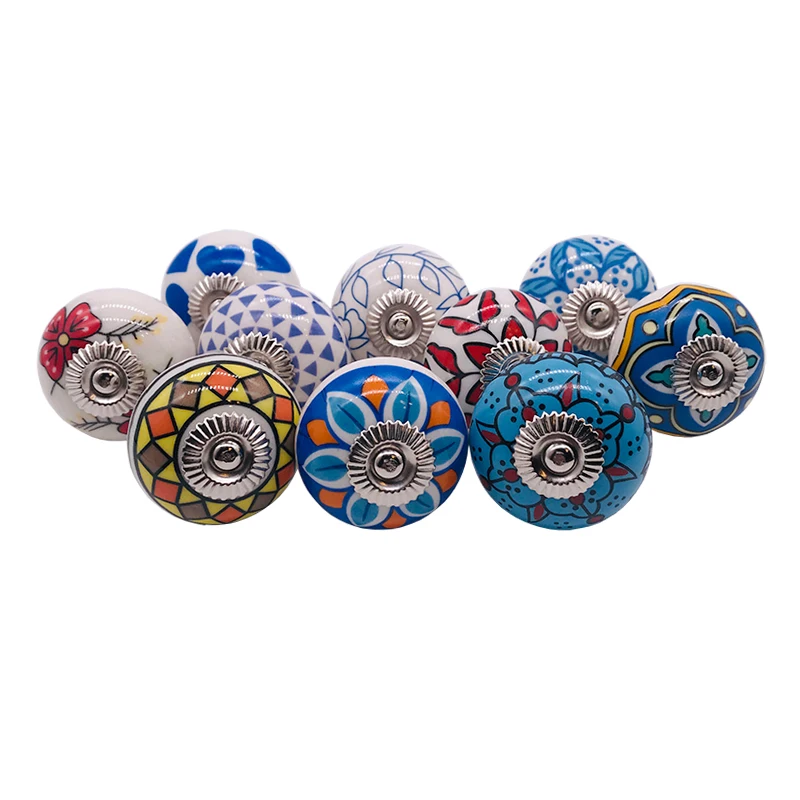 1x Винтаж потертый ручки различных Цвет цветочный ручная роспись Керамика