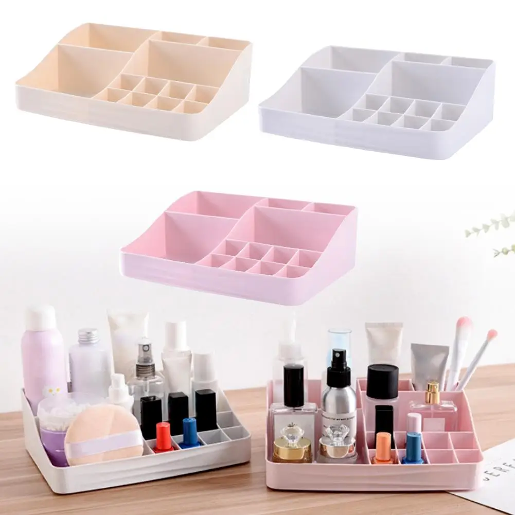 

Desktop Sundries Storage Box Makeup Organizer For Cosmetic Make Up Brush Storage Case Home Office Bathroom Storage Box Grids