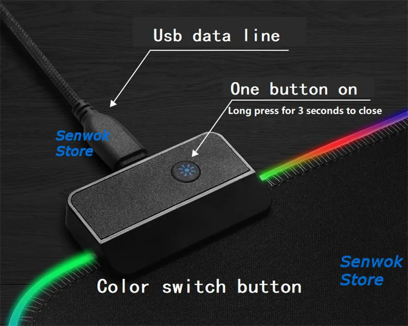 Новинка 2019 большой коврик для мыши s RGB 7 цветов светильник цветной мышка с