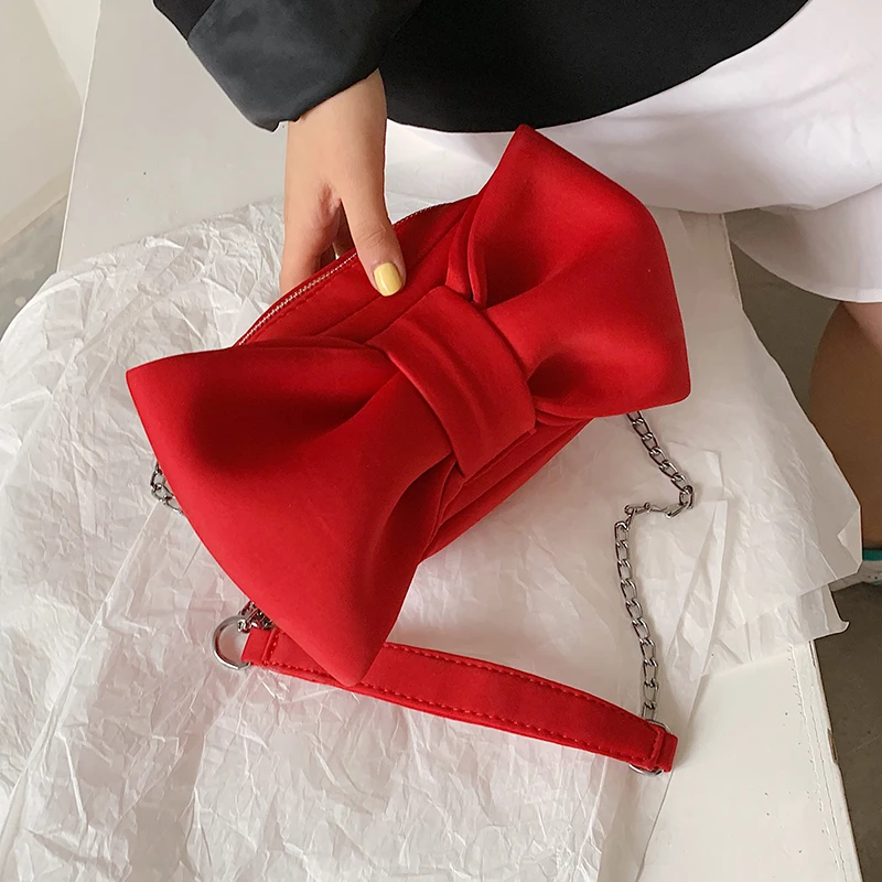 

Маленькие сумки через плечо из искусственной кожи для женщин, весна 2021, роскошная модная дорожная сумка через плечо с цепочкой и бантом, сум...