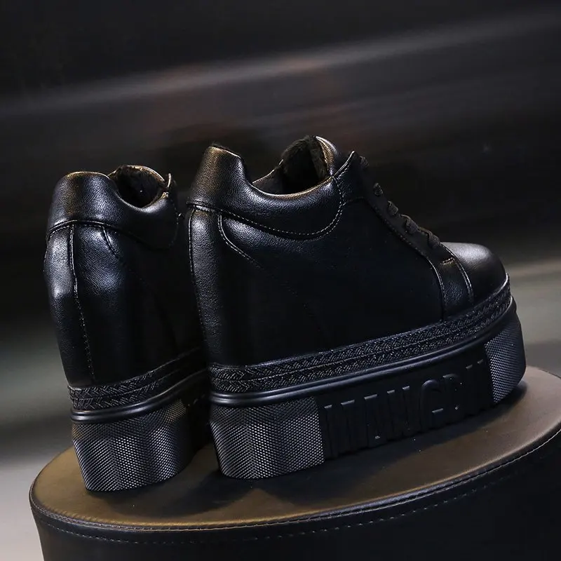 Кроссовки женские на высокой платформе 12 5 см утепленный мех Вулканизированная