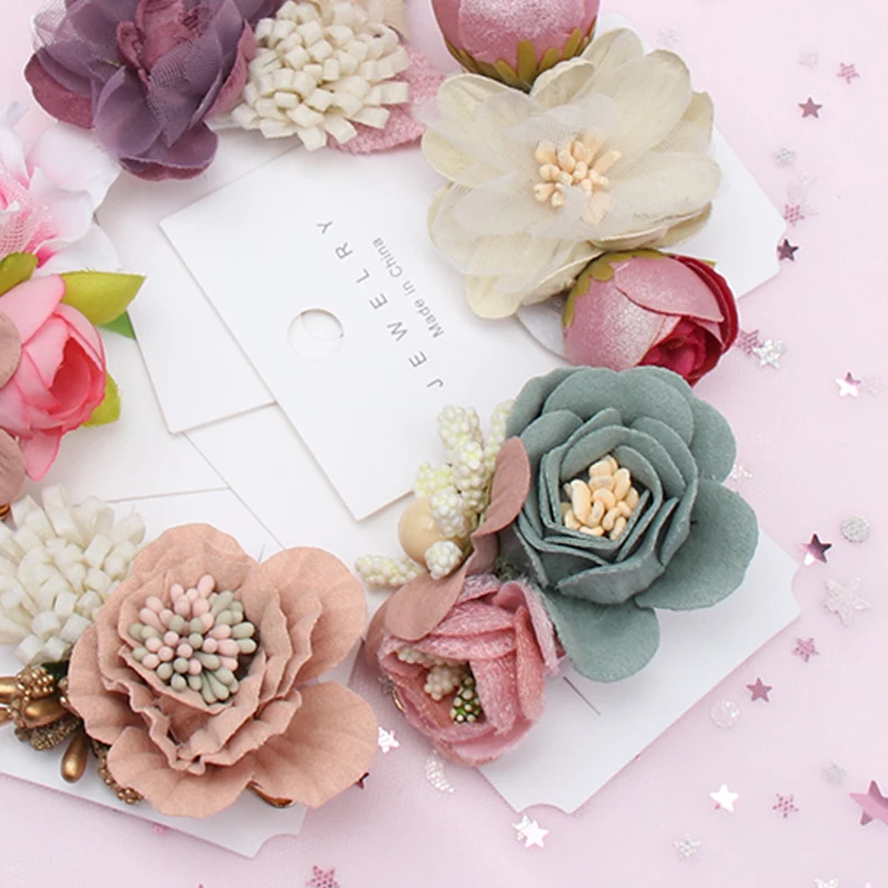 2 шт./лот Цветочные заколки для девочек Искусственные цветы ручной работы волос