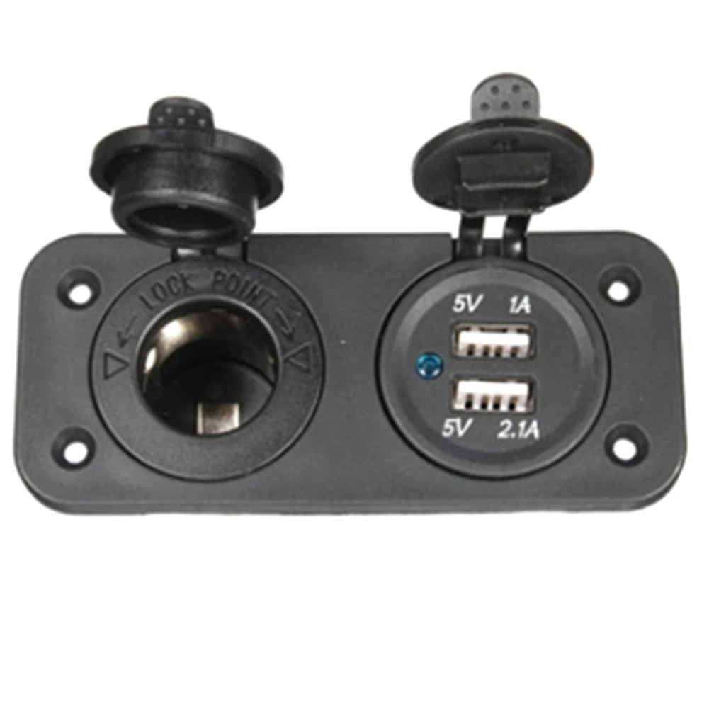 5V 2.1A 12V Dual USB Автомобильное зарядное устройство с панелью водонепроницаемый