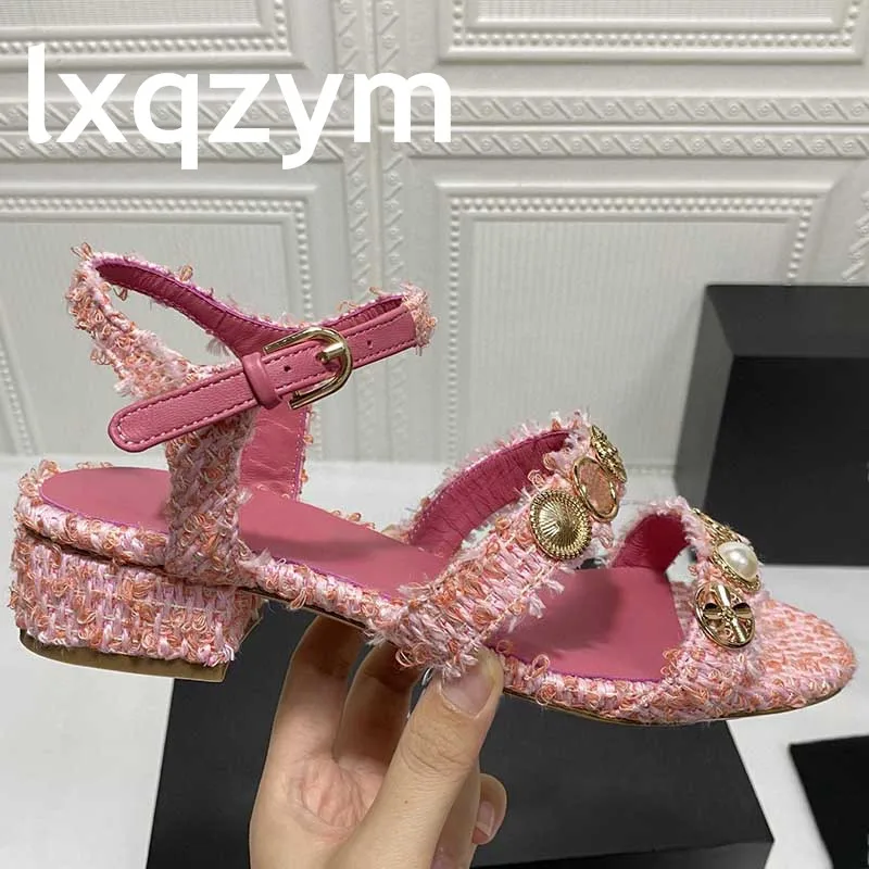 Сандалии с кристаллами и ремешком на одном ремешке женская брендовая летняя