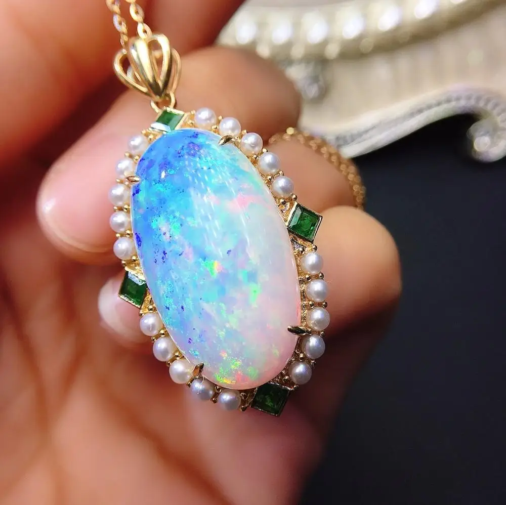 Подвески с опалом 18 9 карат ювелирные изделия из настоящего Pure18 K золота AU750 G18K