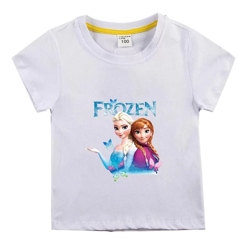 Новинка летняя футболка с мультяшным героем Диснея Холодное сердце Анна Эльза