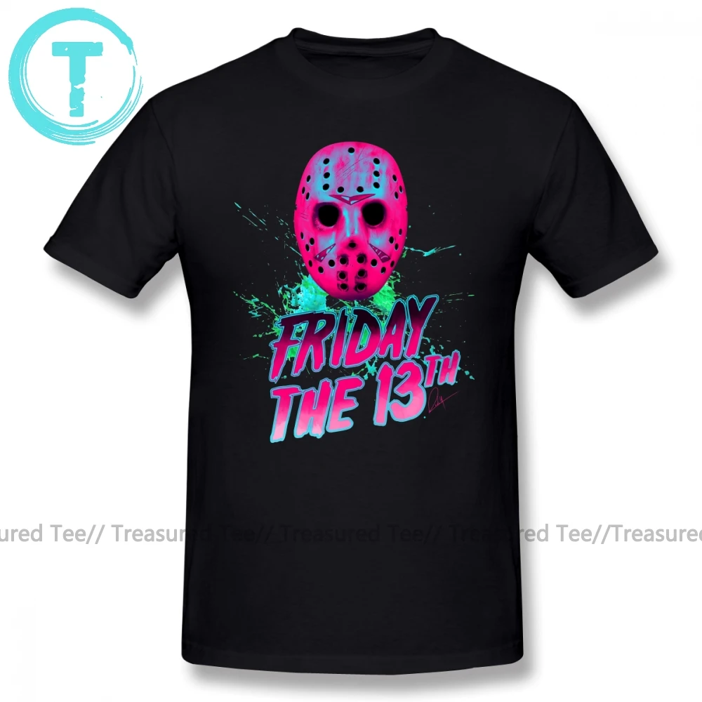 Friday 13, футболка, FRIDAY THE 13TH Neon V, футболка с графическим принтом, футболка с короткими рукавами, Мужская забавная Базовая хлопковая футболка, плюс размер
