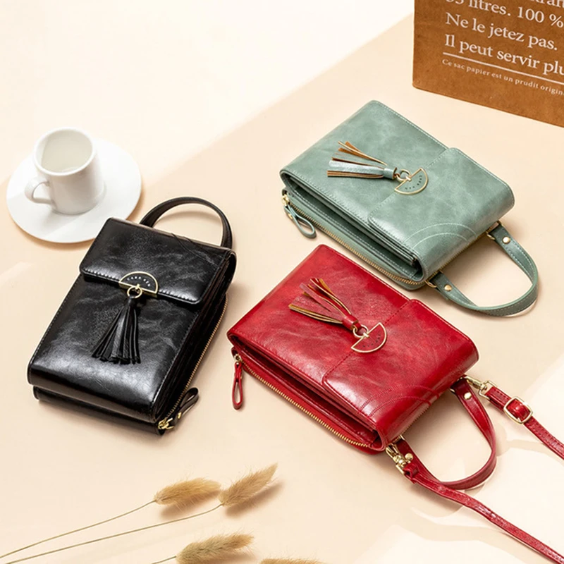New Tassel Zipper Mini Summer Shoulder Bags For Women Lady Messenger Crossbody Phone Bag Card Holder Small Handbag Purses Female