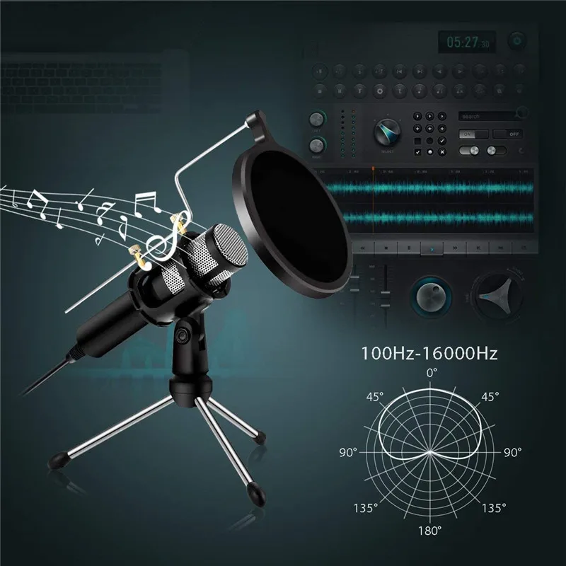 Конденсаторный USB микрофон с держателем 1 8 м|Микрофоны| |