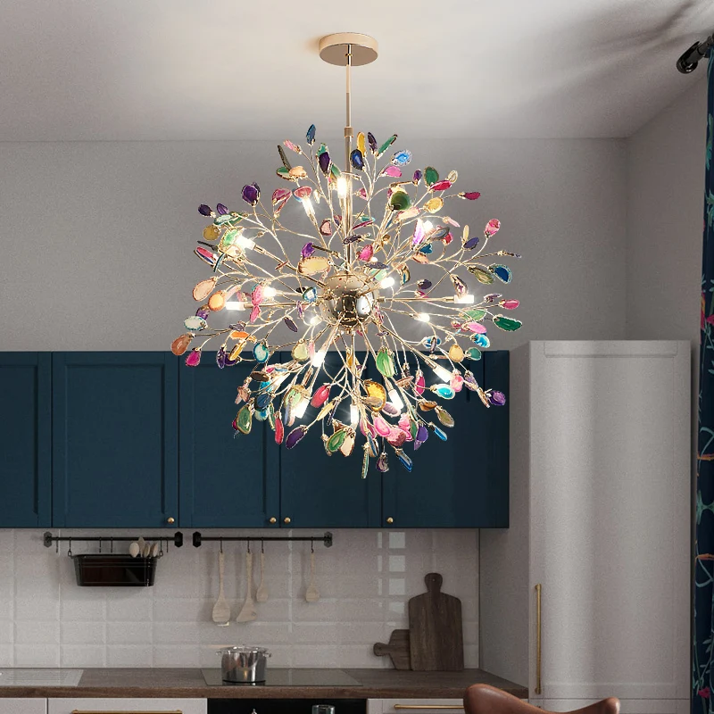 2021 новая позолоченная круглая светодиодный ная люстра агат