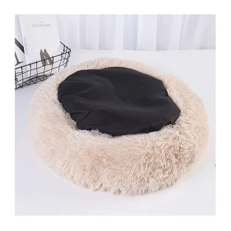 Круглая мягкая кровать для кошек и собак домик длинная плюшевая корзина питомца