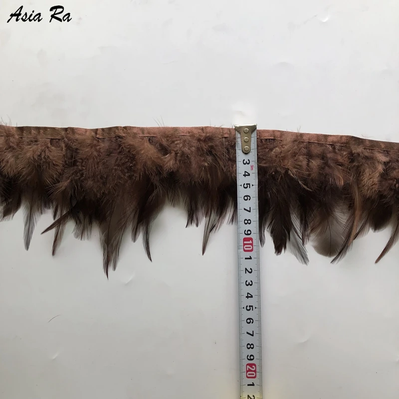 10 м/лот коричневая курица с перьями из хвоста петуха планки ленты 10-15 см