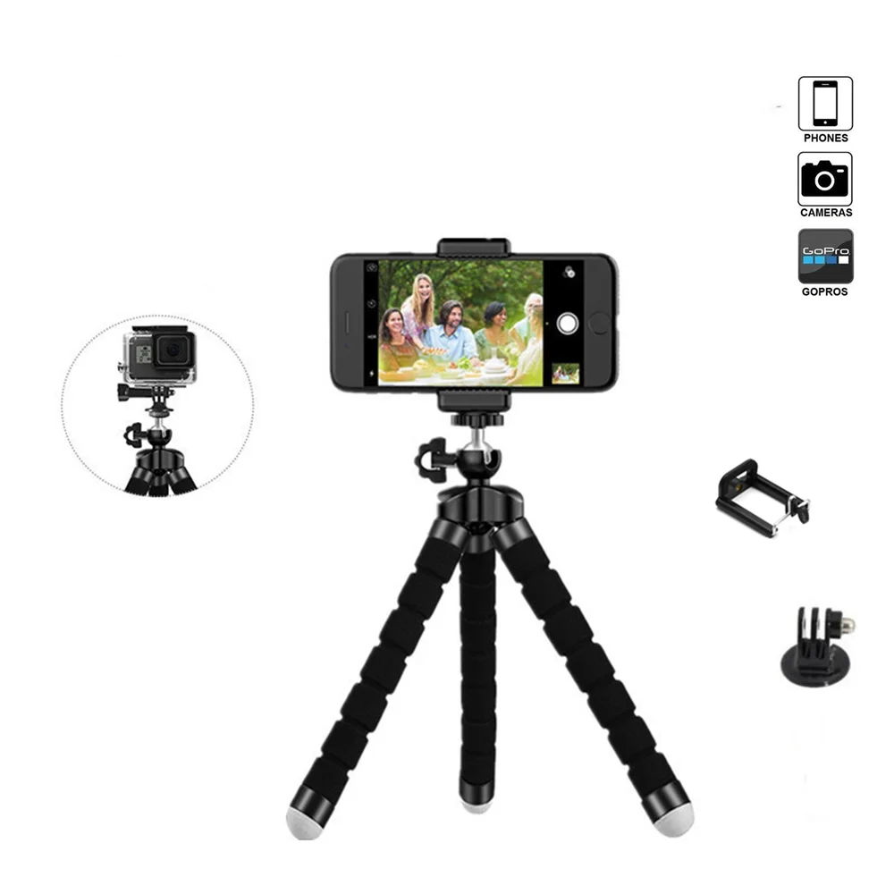 Мини Трипод крепление на мобильный телефон Gopro Hero 8 7 6 5 4 3 + SJcam Xiaomi Yi 1 2 4K аксессуары
