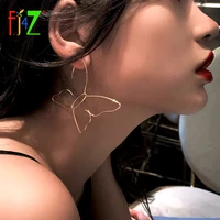 f j4z hot chic earrings for women cute wire handmade butterfly big hoop earring ladies party ear hoops gifts jewelry dropship