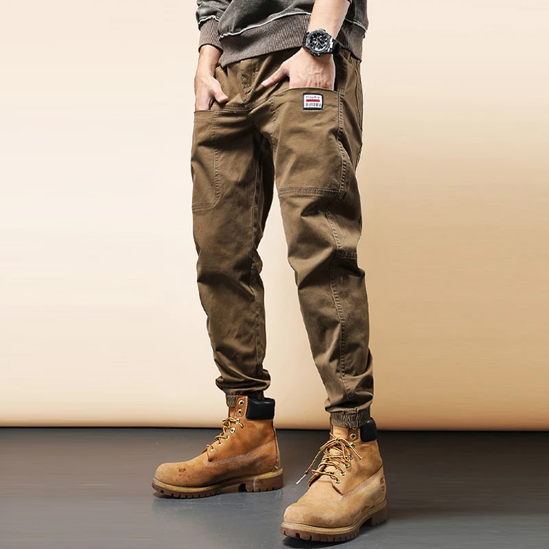 

Streetwear Fashion Designer Men Jeans Loose Fit Big Pocket Casual Cargo Pants Men Overalls Hip Hop Joggers Ankle Banded Trousers