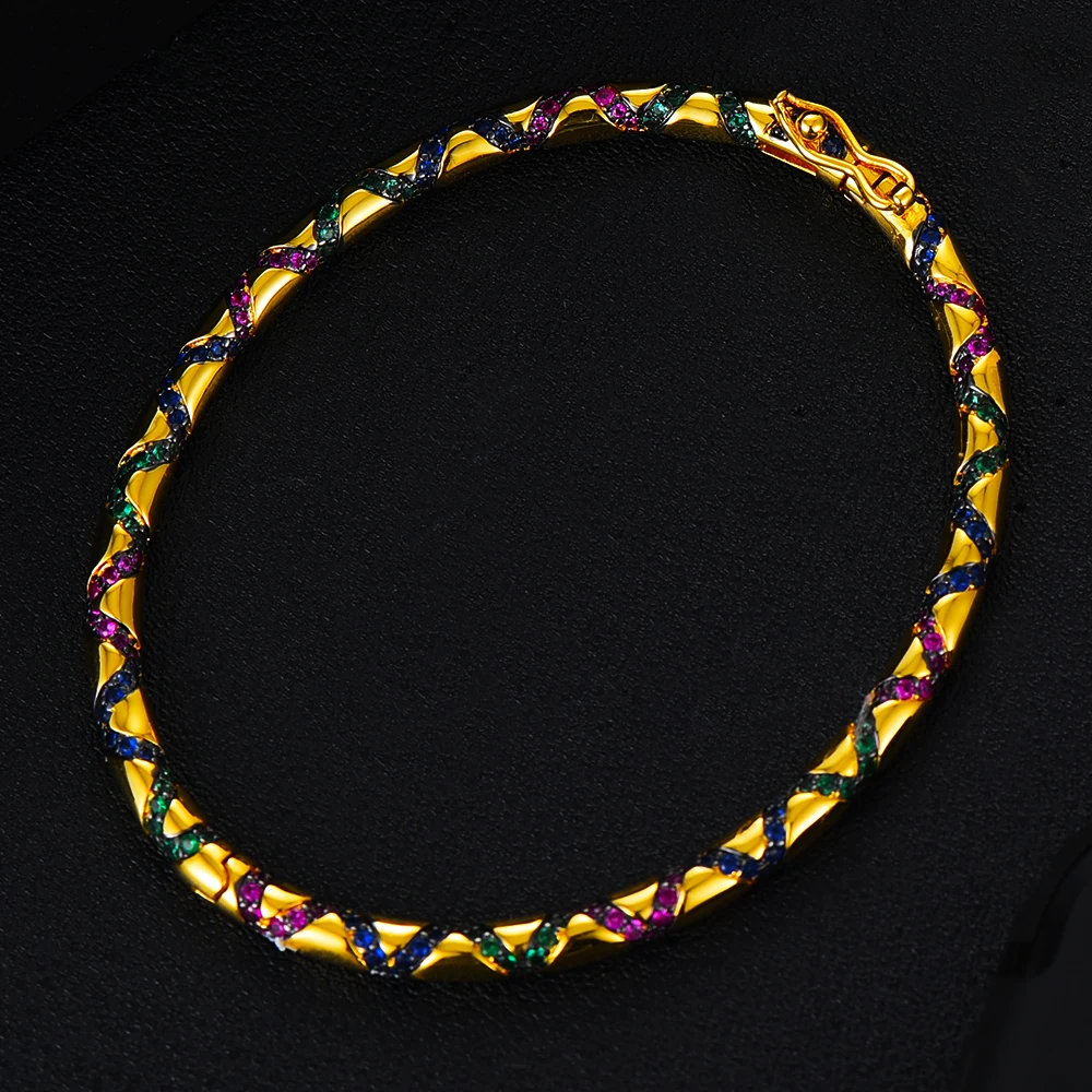 Индивидуальный изысканный разноцветный браслет с фианитами для женщин и мужчин