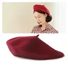 Винтажная Женская плоская шапка, теплый простой берет, шерстяная шапка, шапка, головной убор, Женский художественный берет, новинка весны и зимы, береты