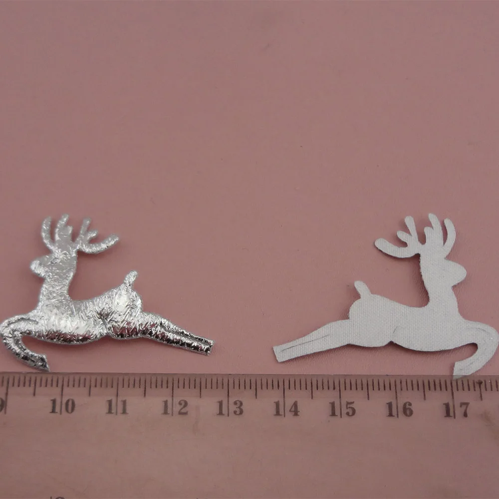 

500PCS 3.3cm*4.0cm Metallic Silver Deer Patches Appliques Handmade Accessories for Indoor Christmas Decorated DIY X'mas gifts