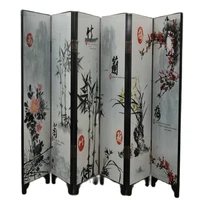 decorated lacquer draw plum blossoms orchid bamboo chrysanthemum 6 side screen
