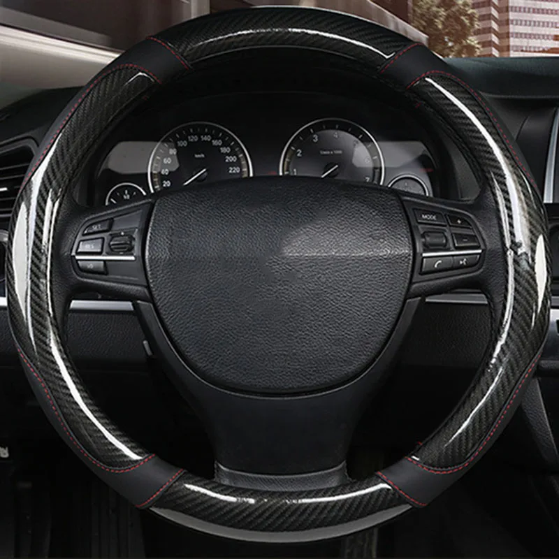 

Carbon Fiber Stitching Steering Wheel Cover Comfortable Universal Parts