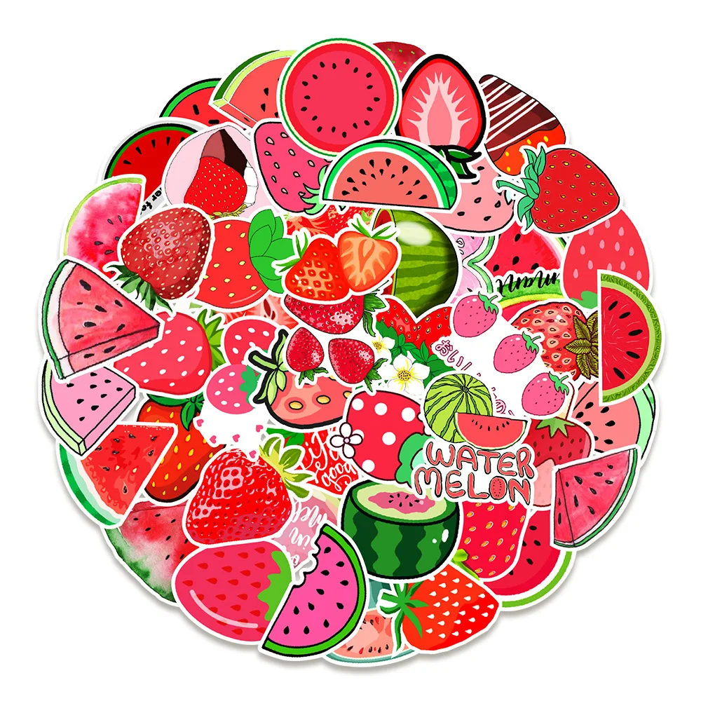 

50Pcs Cartoon Fruit Stickers Gift for Kids Waterproof Colorful Adorable Sticker Motorcycle Guitar Stationery Book Helmet Sticker