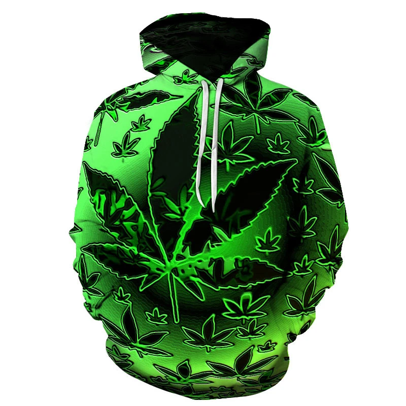 

3D Printing Red Flower Green Grass Hoodie Top Pullover Men/Ladies Sweatshirt Casual Green Leaf Hoodie Weed 3D Hoodie Jacket