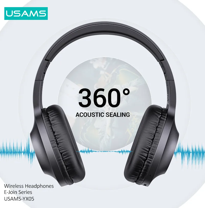 Беспроводные наушники USAMS BT5.0 ANC Hi-Fi стереонаушники Складная спортивная Гарнитура