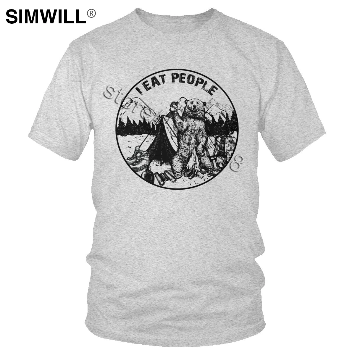 

Male I Hate People I Eat People Shirt Personality Camping Hiking T-Shirt Short Sleeve Cotton Leisure Tshirt Awesome Tee Clothing